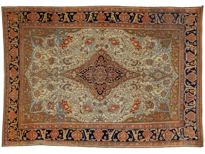 Antique Persian Mohtasham Kashan Wool Rug 5 X 7