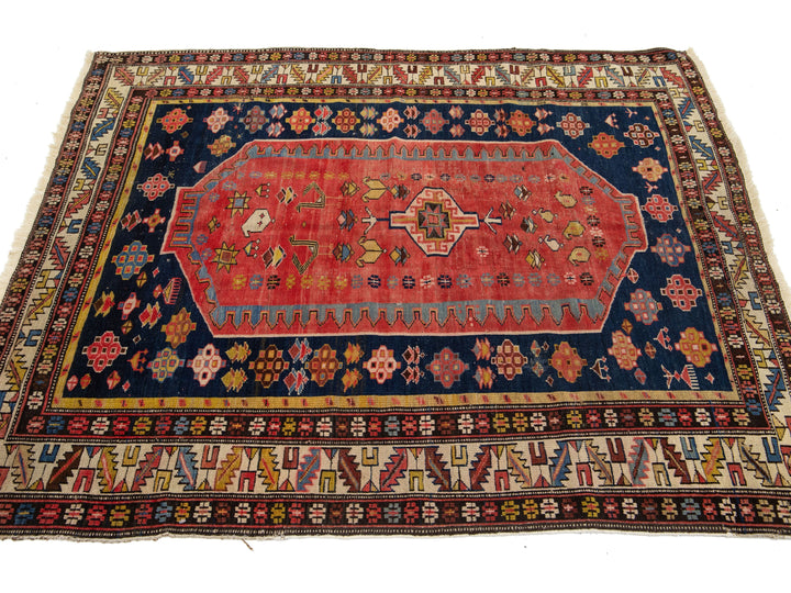 Antique Persian Shirvan Wool Rug 4 X 5