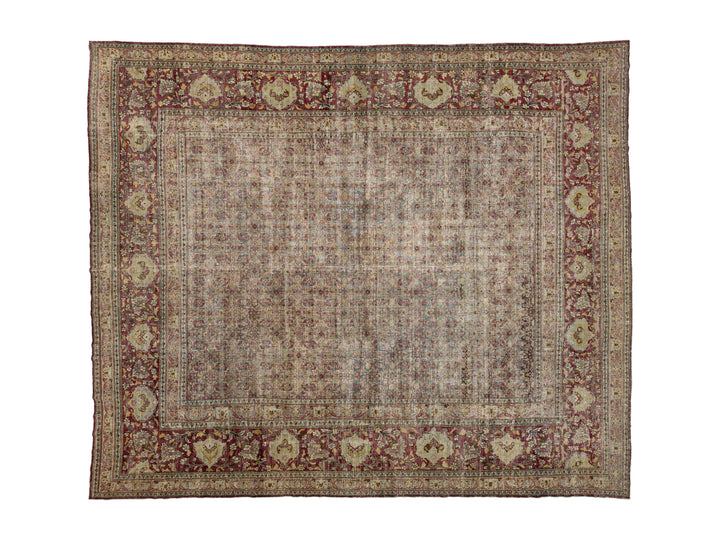 Antique Persian Mashad Wool Rug 13 X 16