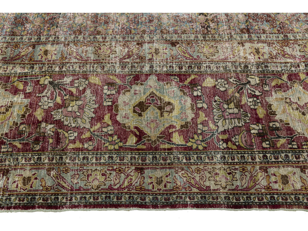 Antique Persian Mashad Wool Rug 13 X 16