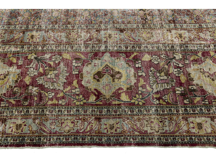 Antique Persian Mashad Wool Rug 13 X 16