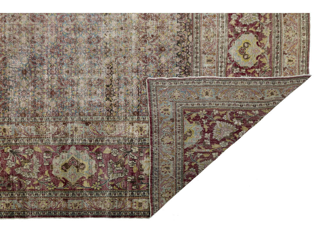 Antique Persian Mashad Wool Rug 13 X 16