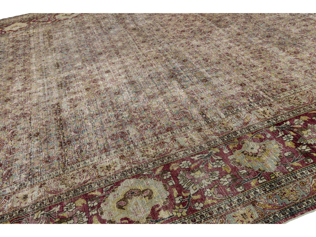 Antique Persian Mashad Wool Rug 13 X 16