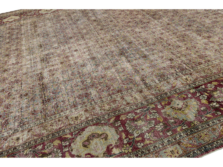 Antique Persian Mashad Wool Rug 13 X 16