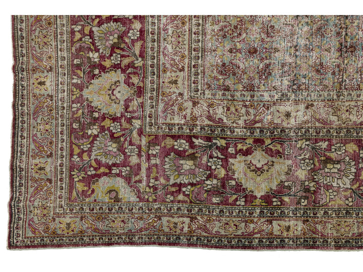 Antique Persian Mashad Wool Rug 13 X 16
