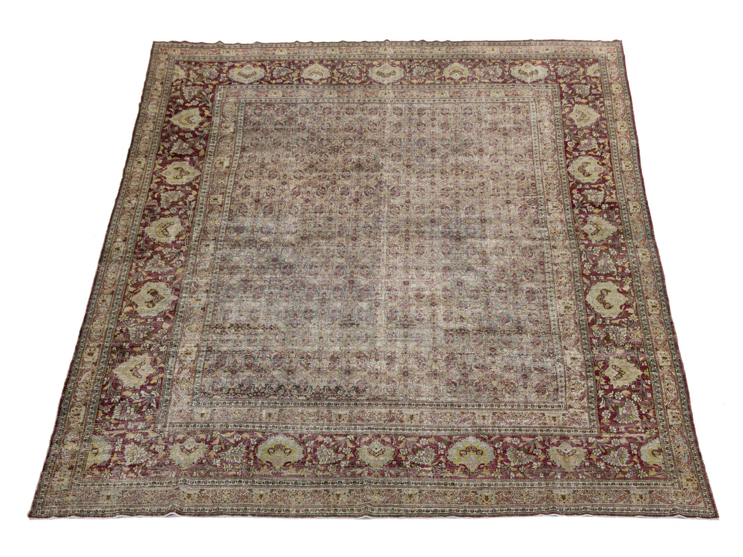 Antique Persian Mashad Wool Rug 13 X 16