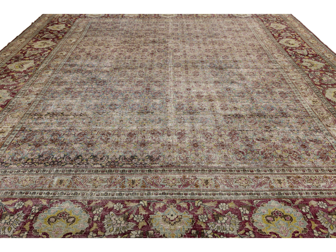Antique Persian Mashad Wool Rug 13 X 16