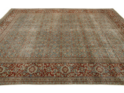 Antique Tabriz Wool Rug 9 X 12