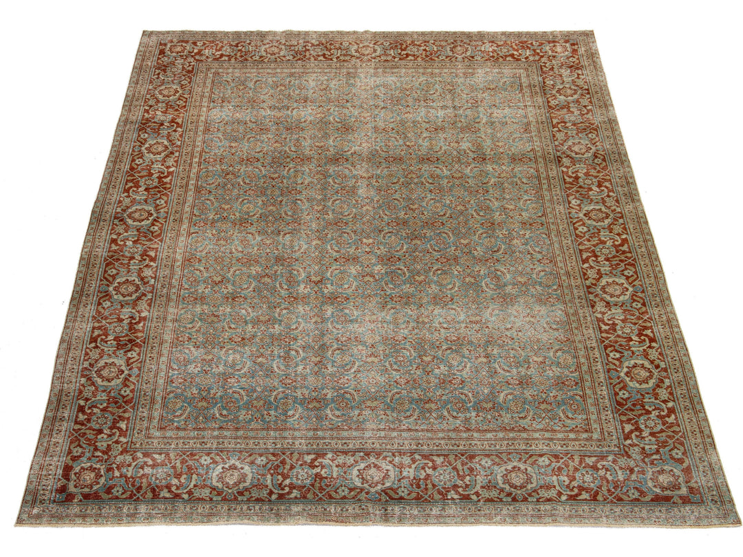 Antique Tabriz Wool Rug 9 X 12