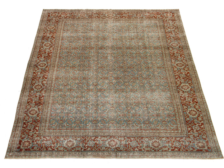 Antique Tabriz Wool Rug 9 X 12