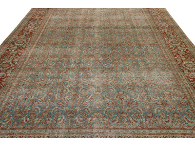 Antique Tabriz Wool Rug 9 X 12