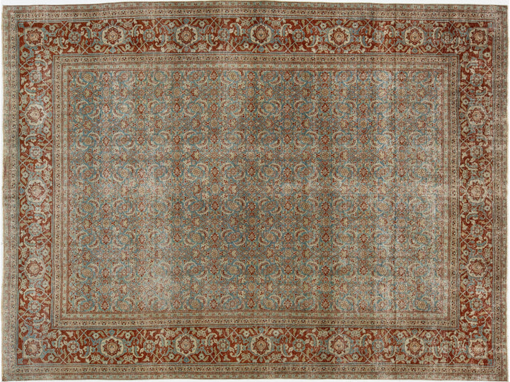 Antique Tabriz Wool Rug 9 X 12