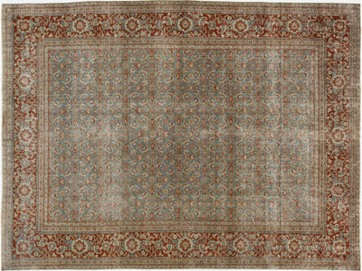 Antique Tabriz Wool Rug 9 X 12