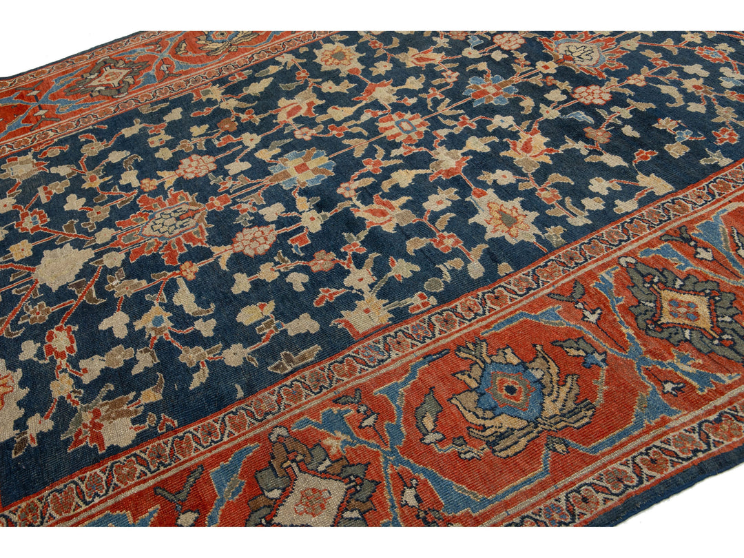 Antique Sultanabad Wool Rug 9 X 10