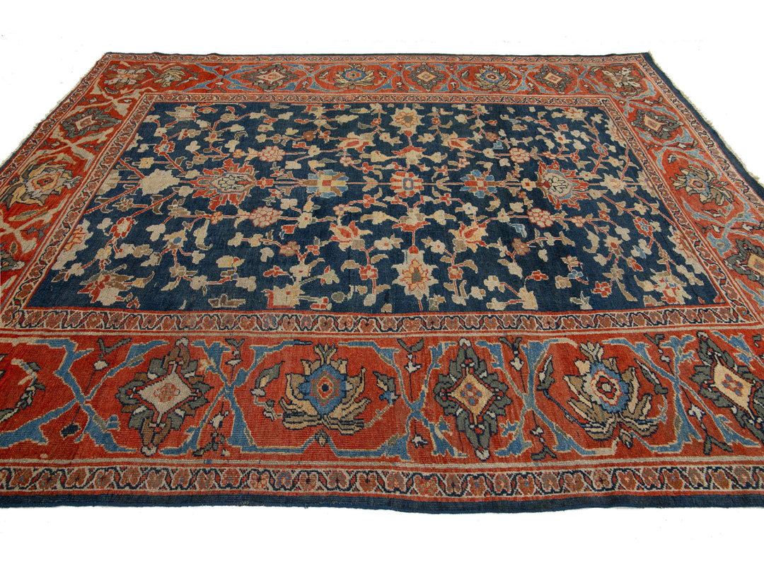 Antique Sultanabad Wool Rug 9 X 10