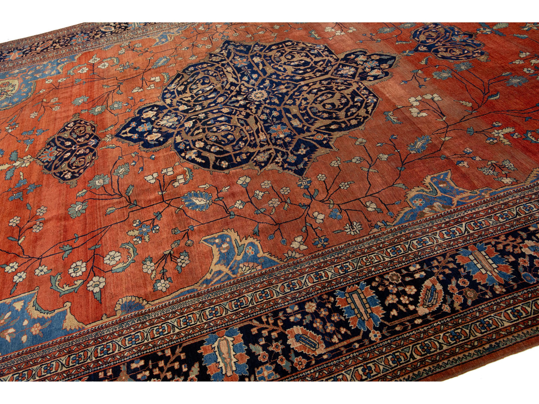 Antique Persian Farahan Wool Rug 11 X 13