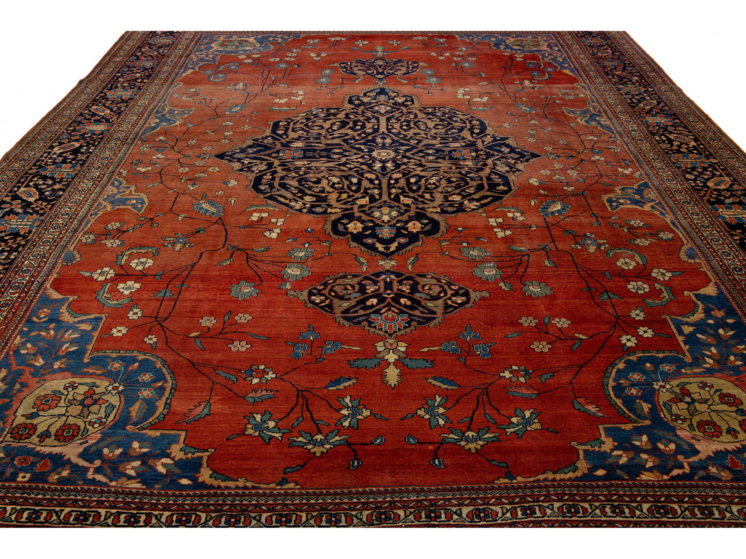 Antique Persian Farahan Wool Rug 11 X 13