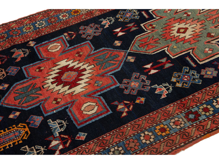 Antique Persian Kurd Wool Runner Rug 4 X 9