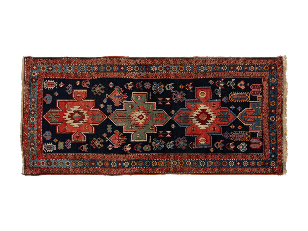 Antique Persian Kurd Wool Runner Rug 4 X 9