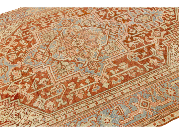 Antique Heriz Wool Rug 7 X 9