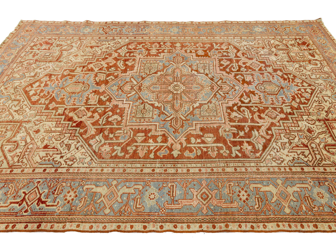 Antique Heriz Wool Rug 7 X 9