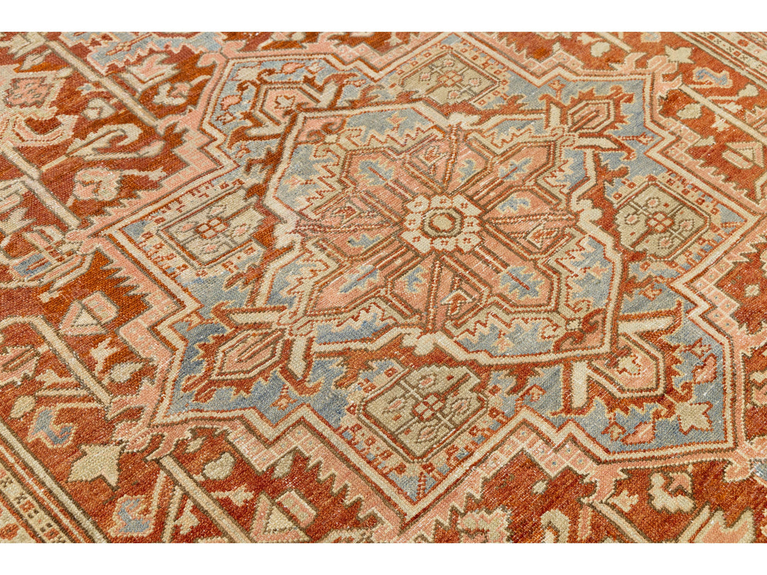Antique Heriz Wool Rug 7 X 9
