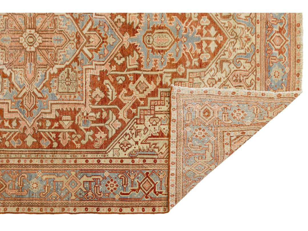 Antique Heriz Wool Rug 7 X 9