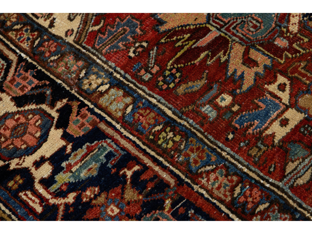 Antique Persian Heriz Wool Rug 9 X 12