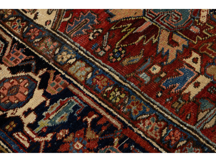 Antique Persian Heriz Wool Rug 9 X 12