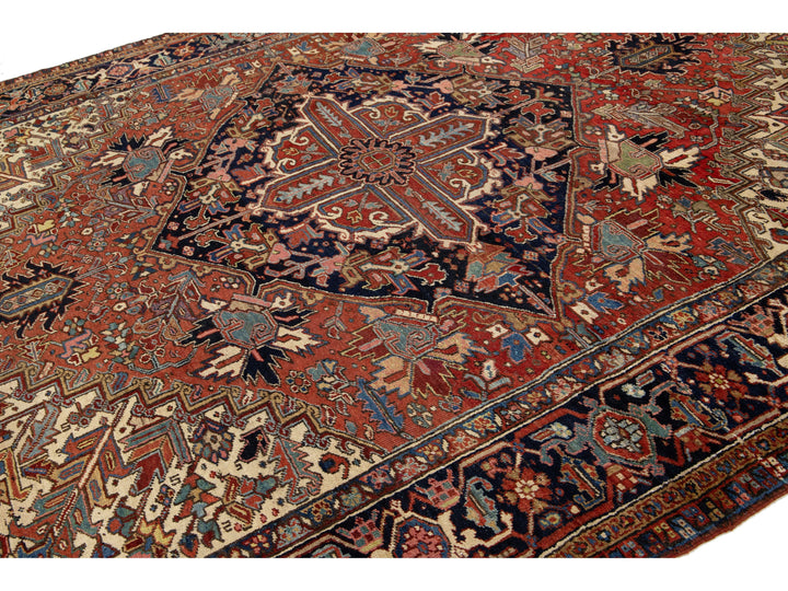 Antique Persian Heriz Wool Rug 9 X 12