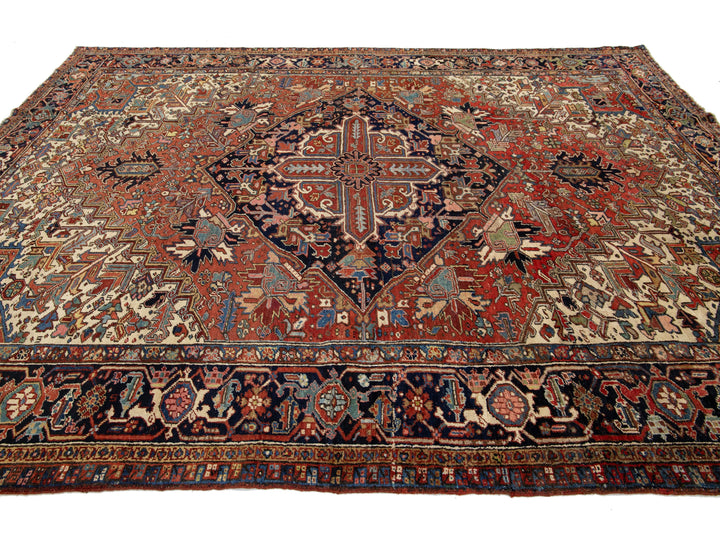 Antique Persian Heriz Wool Rug 9 X 12