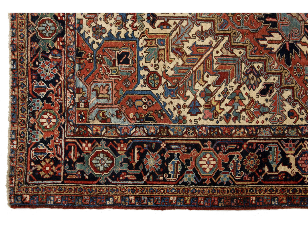 Antique Persian Heriz Wool Rug 9 X 12