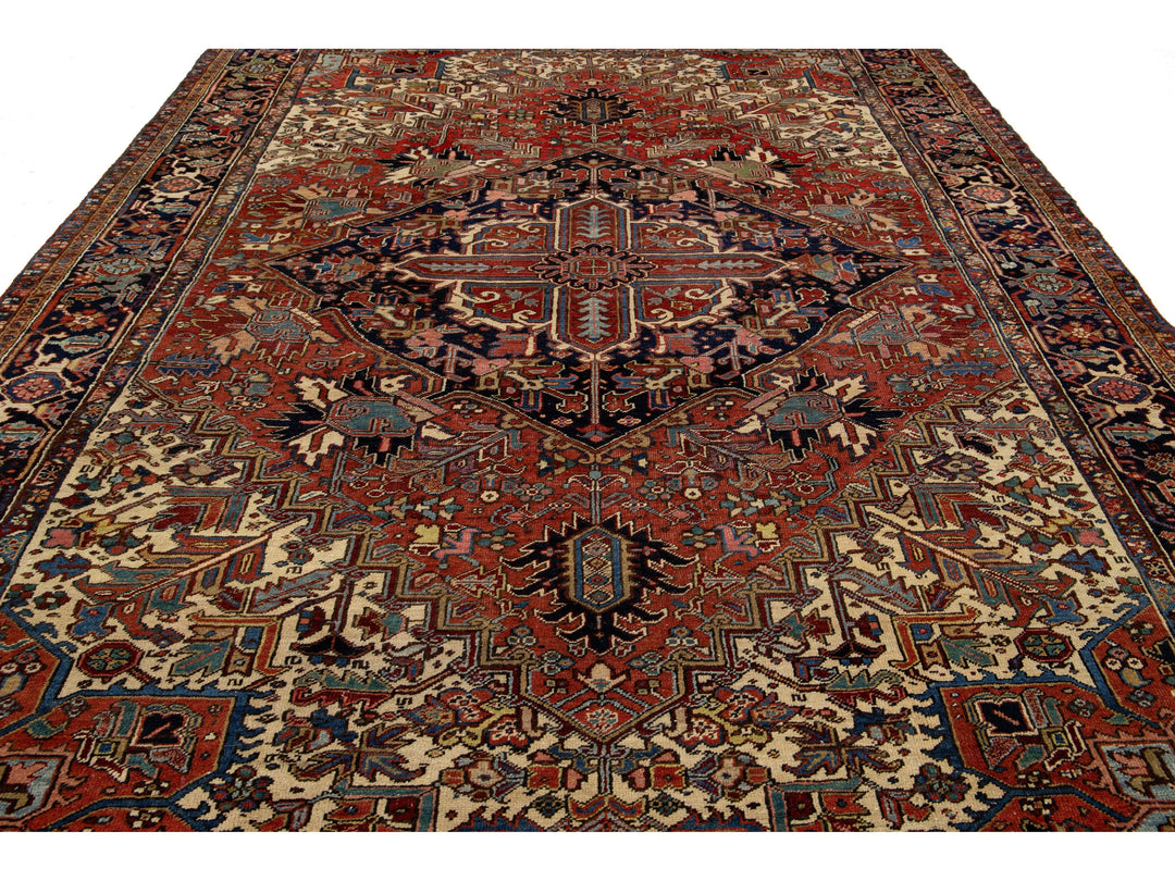 Antique Persian Heriz Wool Rug 9 X 12