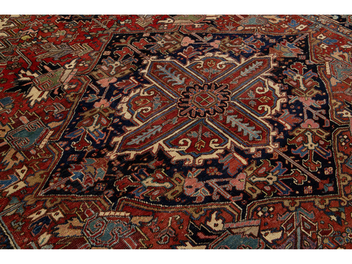 Antique Persian Heriz Wool Rug 9 X 12