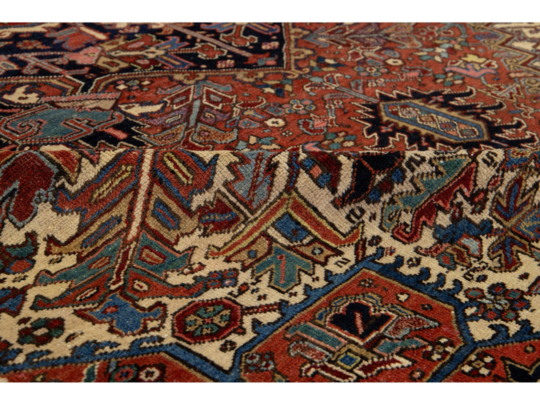 Antique Persian Heriz Wool Rug 9 X 12