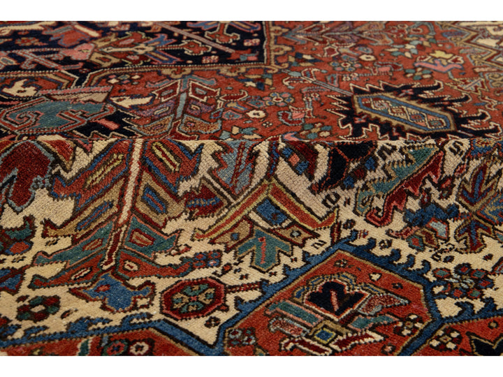 Antique Persian Heriz Wool Rug 9 X 12