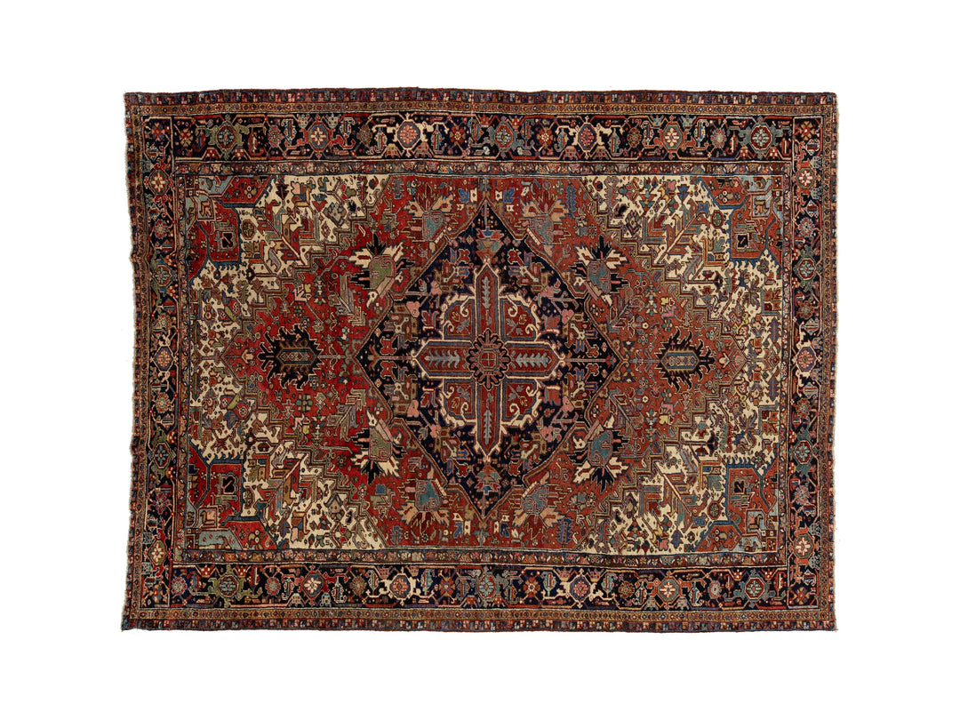 Antique Persian Heriz Wool Rug 9 X 12