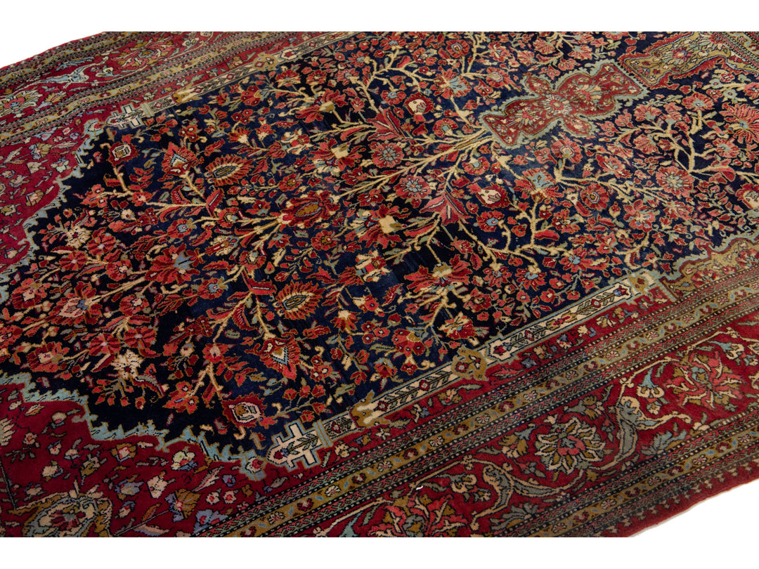 Antique Kashan Wool Rug 5 X 6