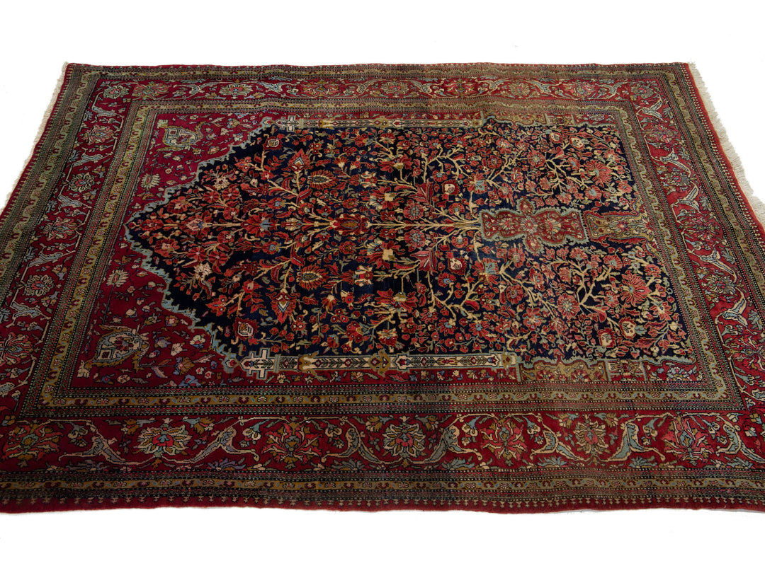 Antique Kashan Wool Rug 5 X 6