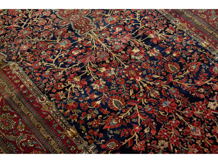 Antique Kashan Wool Rug 5 X 6