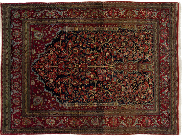Antique Kashan Wool Rug 5 X 6