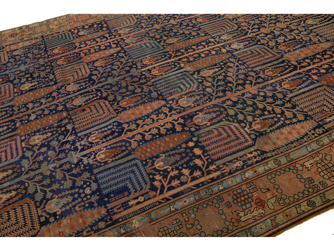 Antique Persian Bakshaish Wool Rug 9 X 14