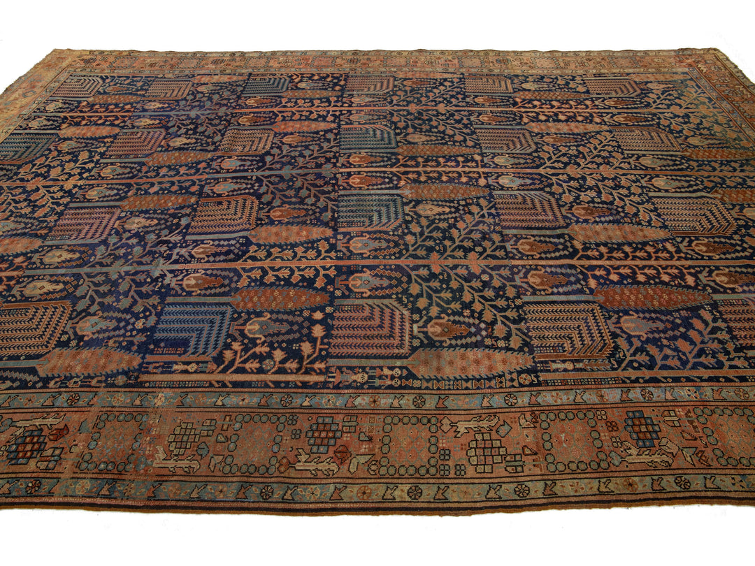Antique Persian Bakshaish Wool Rug 9 X 14