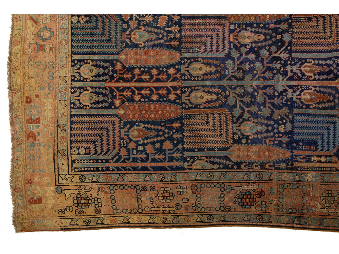 Antique Persian Bakshaish Wool Rug 9 X 14