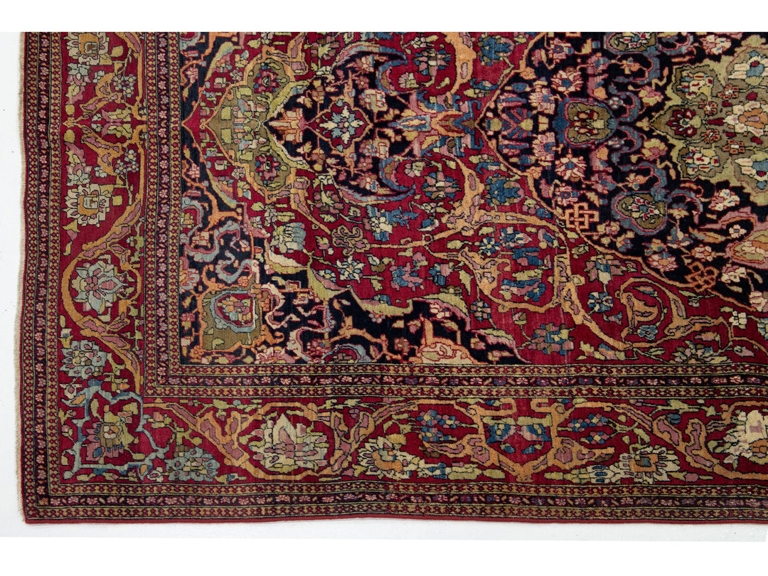 Antique Persian Kerman Wool Rug 5 X 7
