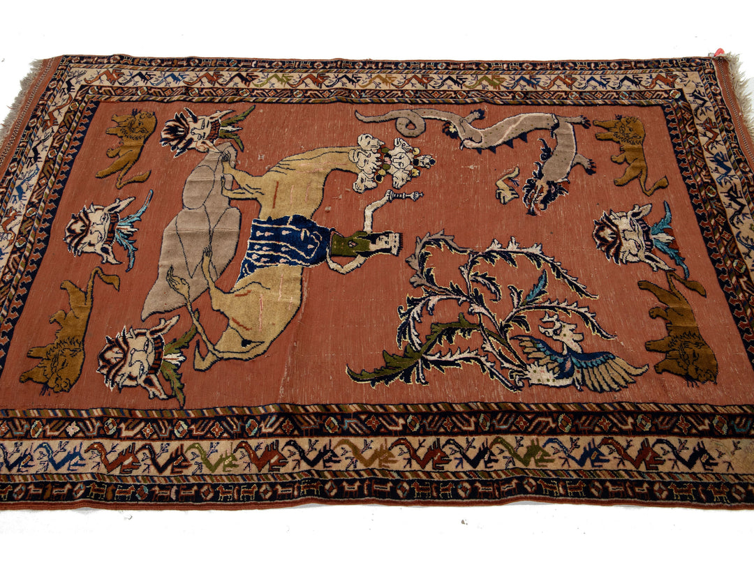 Antique Persian Tabriz Wool Rug 4 X 6