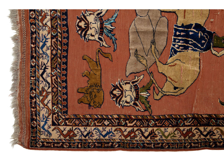 Antique Persian Tabriz Wool Rug 4 X 6