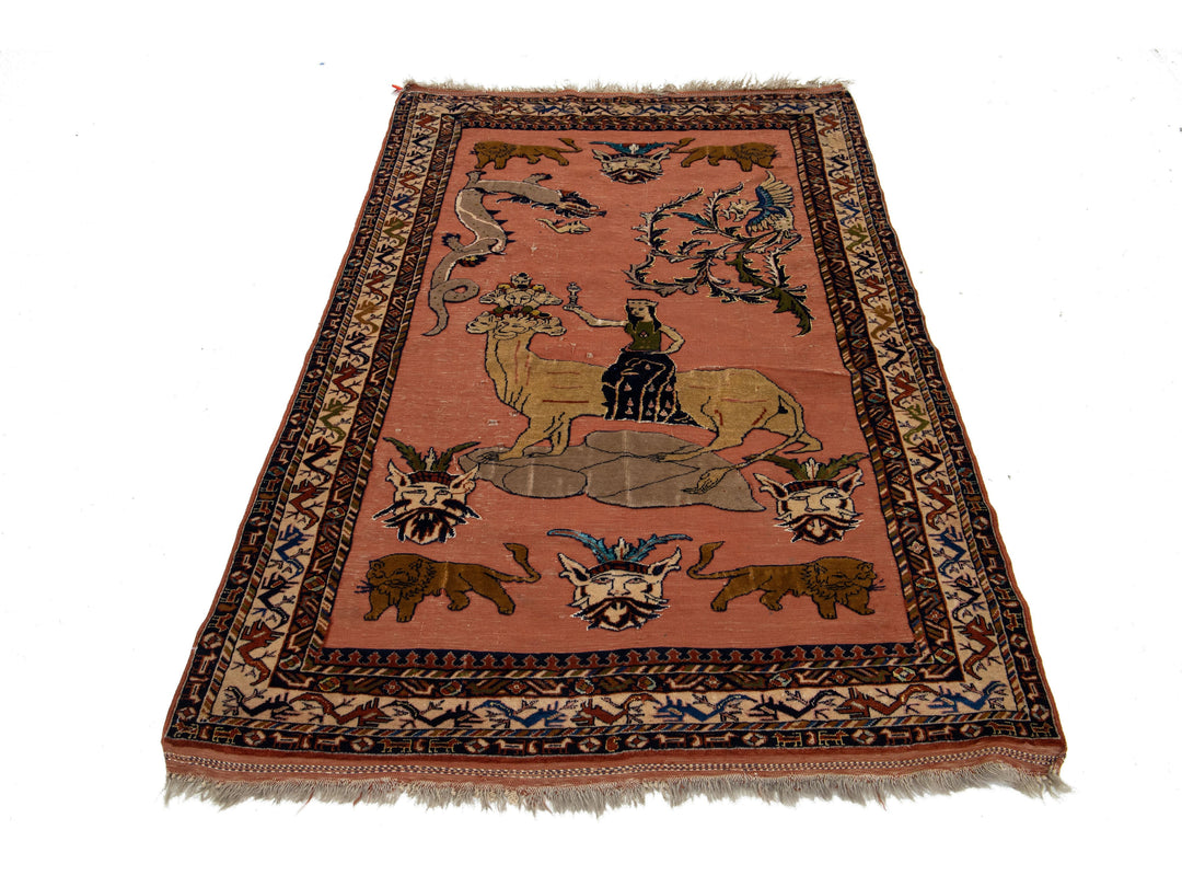 Antique Persian Tabriz Wool Rug 4 X 6