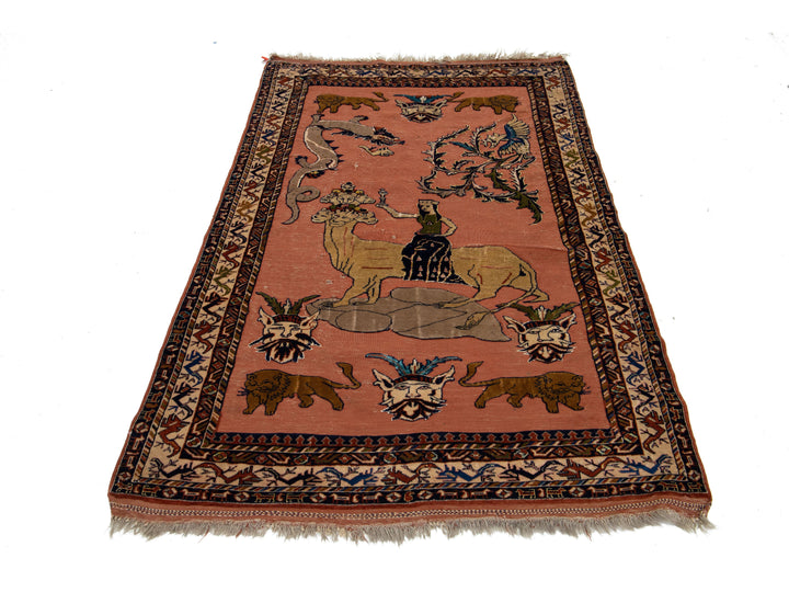 Antique Persian Tabriz Wool Rug 4 X 6