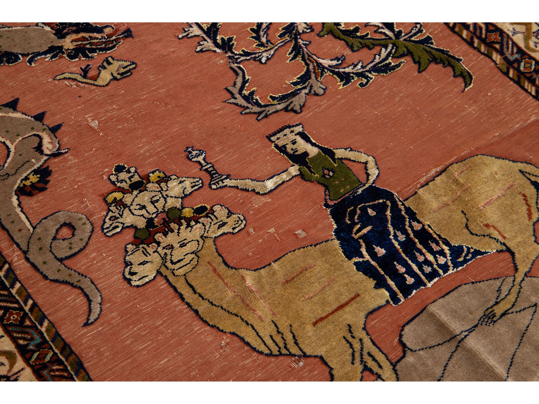 Antique Persian Tabriz Wool Rug 4 X 6